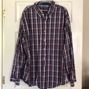 Izod Mens Long Sleeve Button Down Classic Shirt Cotton Plaid Collared Size 3XL